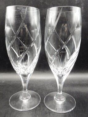 Two (2) Mikasa Olympus Swirl Cut Crystal Ice Tea Goblets